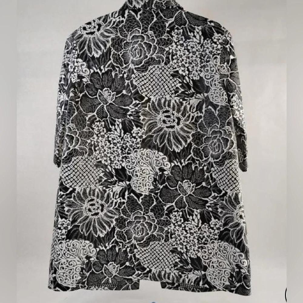 🛑 1 hour sale. St. John, size 4, Knit Floral Print Jacquard Duster Jacket, EUC - Picture 3 of 14